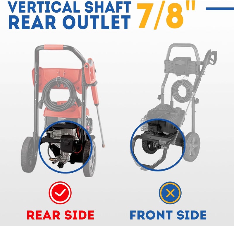 TOOLCY 7/8" Shaft Vertical Pressure Washer Pump - Rear Inlet/Outlet Max 3100 PSI @ 2.5 GPM OEM & Power Washer Pump for Gas Washer, More Replacement for Simpson, Ryobi, Honda etc - Image 2